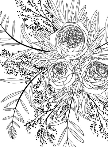 Haruyo bouquet Black Ornate Wood Framed Art Print with Double Matting by Laiz Blursbyai, Rosana