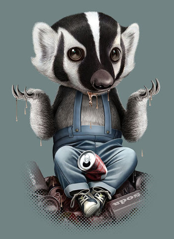 Badger Chill Black Modern Wood Framed Art Print by Lawless, Adam