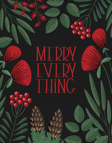 Merry everything in black Black Modern Wood Framed Art Print by Laiz Blursbyai, Rosana