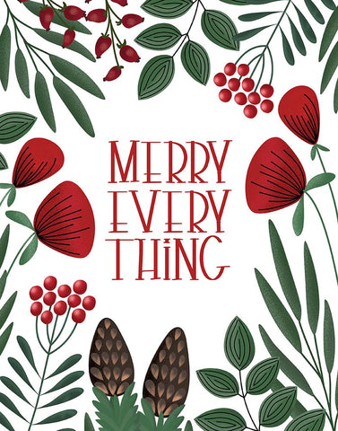 Merry everything White Modern Wood Framed Art Print with Double Matting by Laiz Blursbyai, Rosana