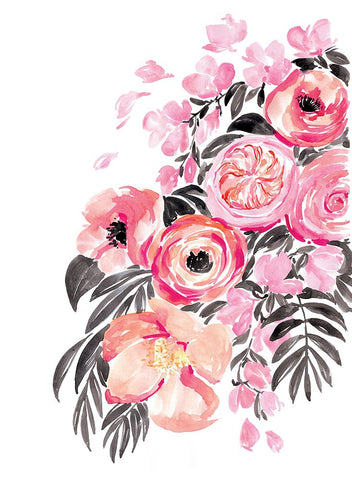 Danette bouquet in pink Black Modern Wood Framed Art Print by Laiz Blursbyai, Rosana