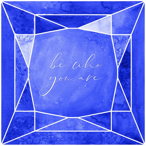 Be who you are gem cobalt blue White Modern Wood Framed Art Print with Double Matting by Laiz Blursbyai, Rosana