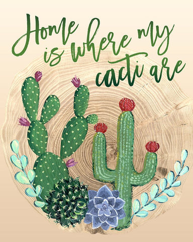 Home is where my cacti are Black Modern Wood Framed Art Print by Laiz Blursbyai, Rosana