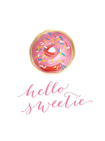 Hello sweetie White Modern Wood Framed Art Print with Double Matting by Laiz Blursbyai, Rosana