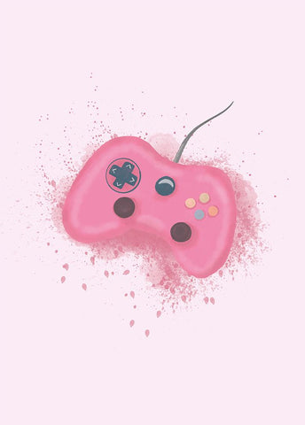 Gamer Splash Pink Black Modern Wood Framed Art Print by Eleonora, Aminah