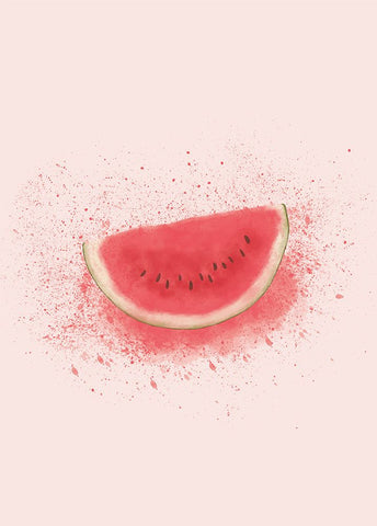 Watermelon Splash White Modern Wood Framed Art Print with Double Matting by Eleonora, Aminah