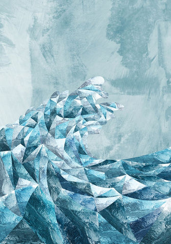 Geometric Metallic Silver Wave White Modern Wood Framed Art Print with Double Matting by Manovski, Sarah