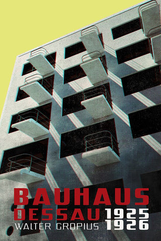 Bauhaus Dessau architecture in vintage magazine style VIII White Modern Wood Framed Art Print with Double Matting by Laiz Blursbyai, Rosana