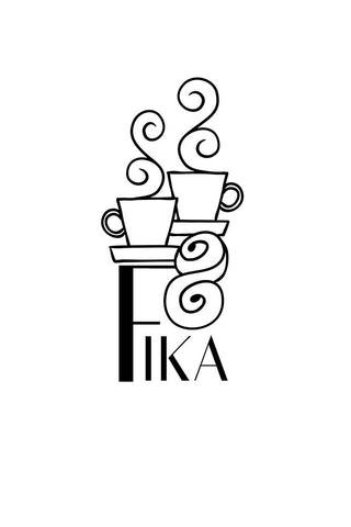 Fika line art illustration Black Modern Wood Framed Art Print by Laiz Blursbyai, Rosana