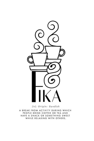 Fika illustrated definition White Modern Wood Framed Art Print with Double Matting by Blursbyai, Rosana Laiz