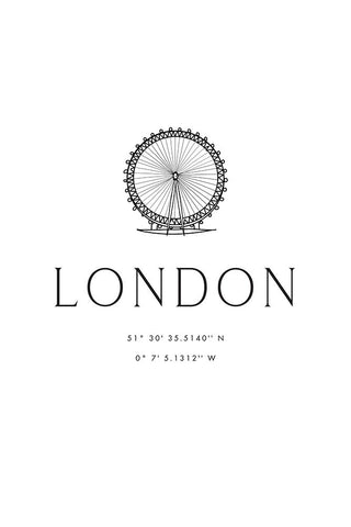 London city coordinates White Modern Wood Framed Art Print with Double Matting by Laiz Blursbyai, Rosana