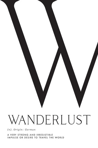 Wanderlust definition typography art White Modern Wood Framed Art Print with Double Matting by Laiz Blursbyai, Rosana