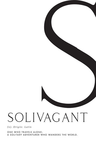 Solivagant definition typography art Black Ornate Wood Framed Art Print with Double Matting by Laiz Blursbyai, Rosana