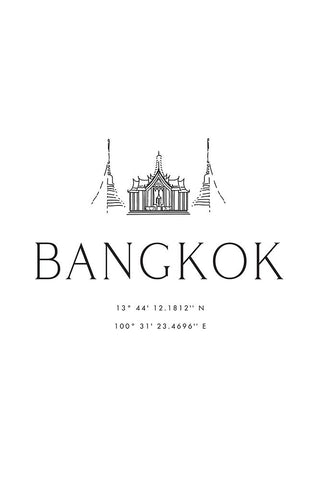 Bangkok coordinates Black Ornate Wood Framed Art Print with Double Matting by Laiz Blursbyai, Rosana
