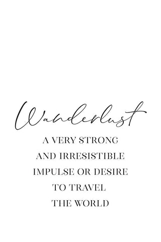 Wanderlust quote Black Modern Wood Framed Art Print by Laiz Blursbyai, Rosana