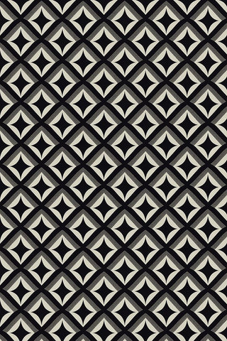 Black And White Tile Pattern Black Ornate Wood Framed Art Print with Double Matting by Treechild