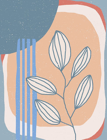 Botanical Plants and Sun Black Ornate Wood Framed Art Print with Double Matting by Demir, Aylin