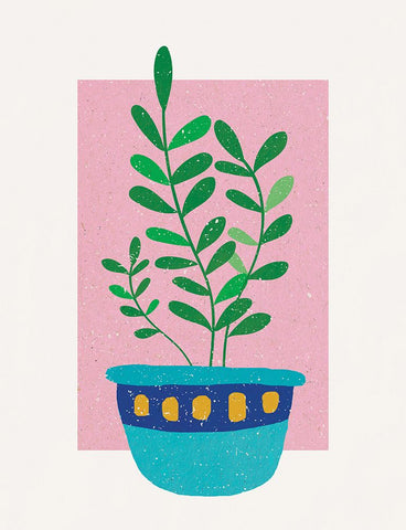 Plant in Sunset Black Ornate Wood Framed Art Print with Double Matting by Demir, Aylin