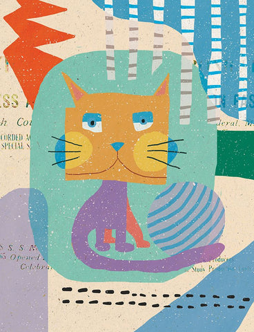 Fat Cheeks Cat Black Ornate Wood Framed Art Print with Double Matting by Demir, Aylin