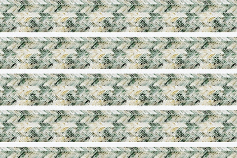 Green Beige Pattern White Modern Wood Framed Art Print with Double Matting by Treechild