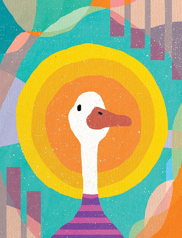 Duck in the Sun White Modern Wood Framed Art Print with Double Matting by Demir, Aylin