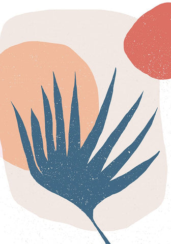 Palm Leaf and Sun White Modern Wood Framed Art Print with Double Matting by Demir, Aylin