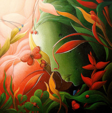 Mother Nature White Modern Wood Framed Art Print with Double Matting by Mukherjee, Dhananjoy