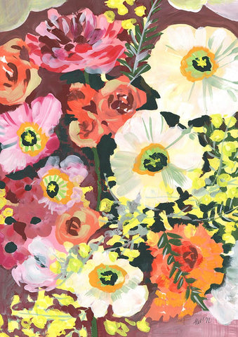 White Anemones White Modern Wood Framed Art Print with Double Matting by Zwara, Ania