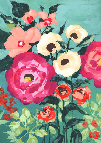 Viva Magenta Peonies Black Modern Wood Framed Art Print by Zwara, Ania