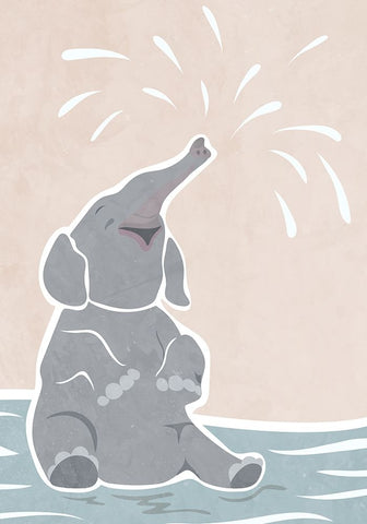 Cute scandi elephant childrens art Black Modern Wood Framed Art Print by Manovski, Sarah