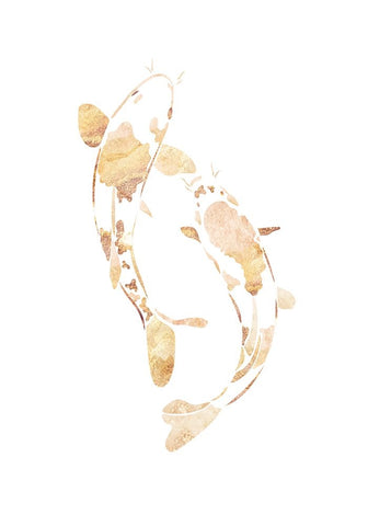 Gold koi fish silhouettes White Modern Wood Framed Art Print with Double Matting by Manovski, Sarah