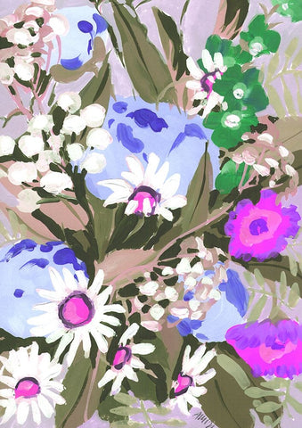 Daisies On Dark Green Grass Black Modern Wood Framed Art Print by Zwara, Ania