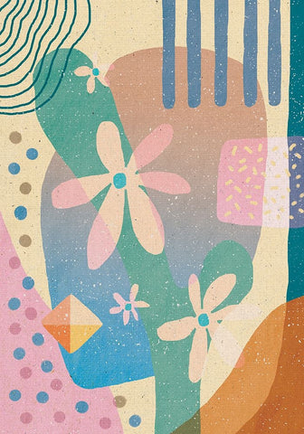 Abstraction of Flowers Black Ornate Wood Framed Art Print with Double Matting by Demir, Aylin