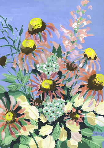 Echinacea Blue Sky White Modern Wood Framed Art Print with Double Matting by Zwara, Ania