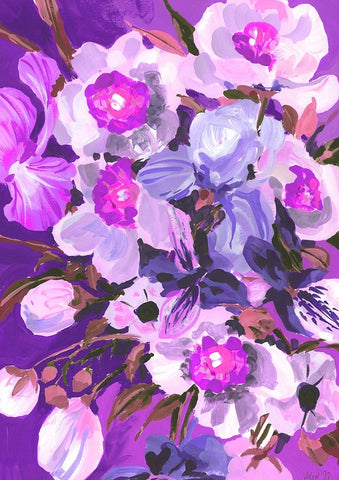 Purple Orchid Black Modern Wood Framed Art Print by Zwara, Ania