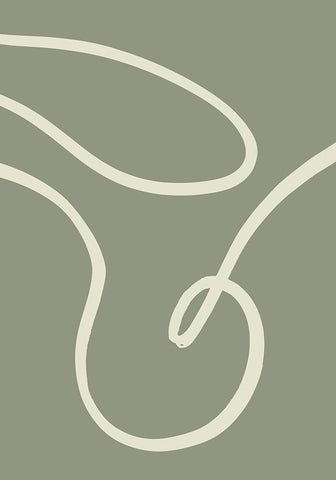 Green Line 03 White Modern Wood Framed Art Print with Double Matting by Pictufy Studio