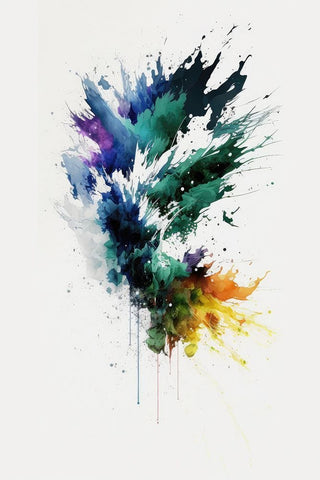 Colorful Splash Black Modern Wood Framed Art Print by Mauro