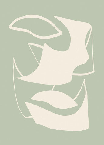 Shape Green Black Ornate Wood Framed Art Print with Double Matting by Pictufy Studio