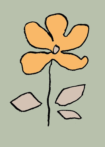 Flower Yellow and Green Black Modern Wood Framed Art Print by Pictufy Studio