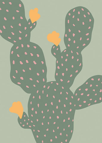 Cactus Green White Modern Wood Framed Art Print with Double Matting by Pictufy Studio