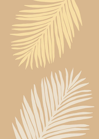 Leaves Yellow White Modern Wood Framed Art Print with Double Matting by Pictufy Studio