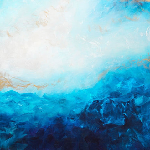 Blue Sea-golden Sunlight 2 Black Modern Wood Framed Art Print by Wattre, Francoise