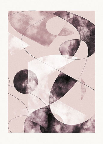 Shapes Shatters Red White Modern Wood Framed Art Print with Double Matting by Pictufy Studio II