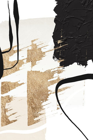 Abstract Black and Gold-6 White Modern Wood Framed Art Print with Double Matting by Moss, Sally Ann