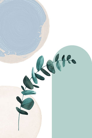 Blue green boho-1 White Modern Wood Framed Art Print with Double Matting by Moss, Sally Ann