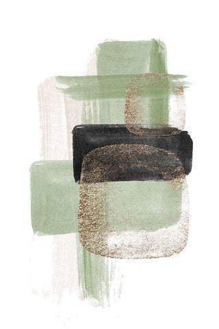 Simple Green-2 White Modern Wood Framed Art Print with Double Matting by Moss, Sally Ann