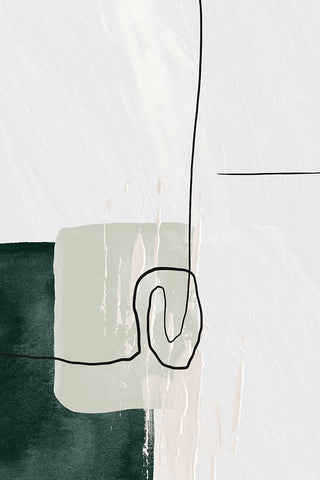 Abstract Shapes in Green-1 White Modern Wood Framed Art Print with Double Matting by Moss, Sally Ann