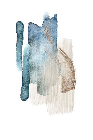 Atlantic Blue Abstract-2 Black Modern Wood Framed Art Print by Moss, Sally Ann