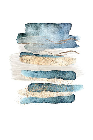 Atlantic Blue Abstract-1 White Modern Wood Framed Art Print with Double Matting by Moss, Sally Ann