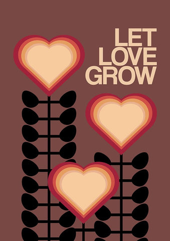 Let Love Grow Brown White Modern Wood Framed Art Print with Double Matting by Collett, Frances